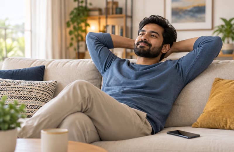Customer relaxing after confirming the service details
