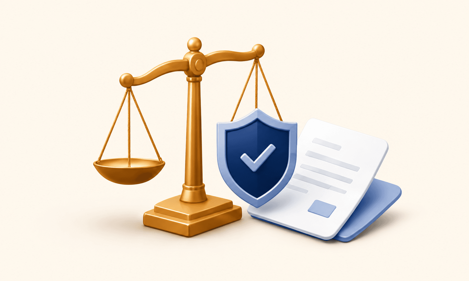 Shield, document, and scales representing marketplace policies