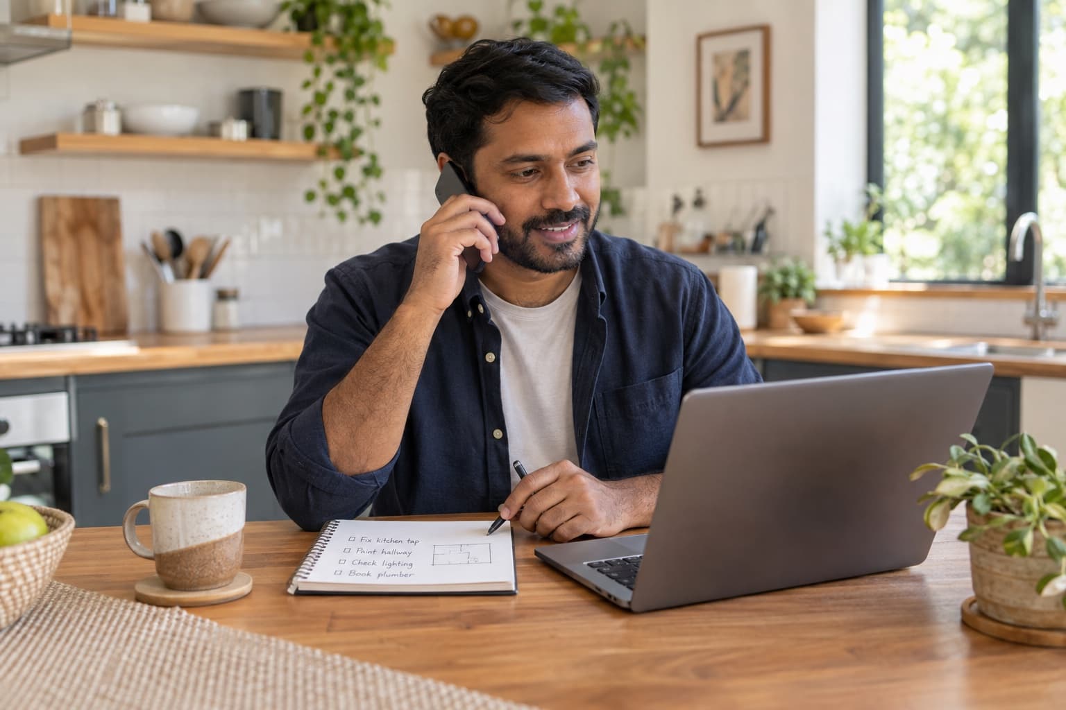 A NexSara customer getting help with a service request at home